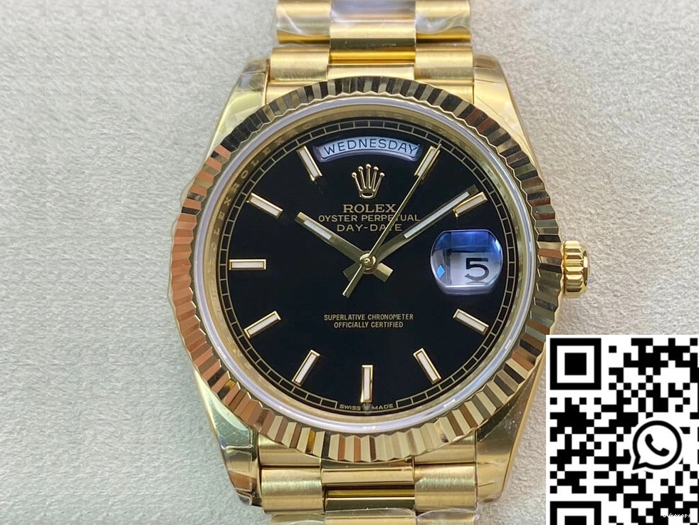 Yellow Date Rolex Factory Dial Gold Day Black 40MM EW 0208